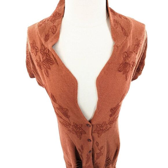 Monoreno Women Rust Brown Floral Embroidered Sweater Size Large - Picture 10 of 14